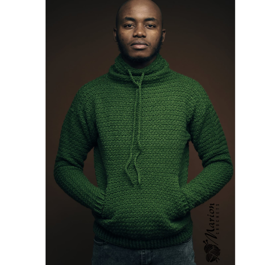 Textured male sweater  in jungle green