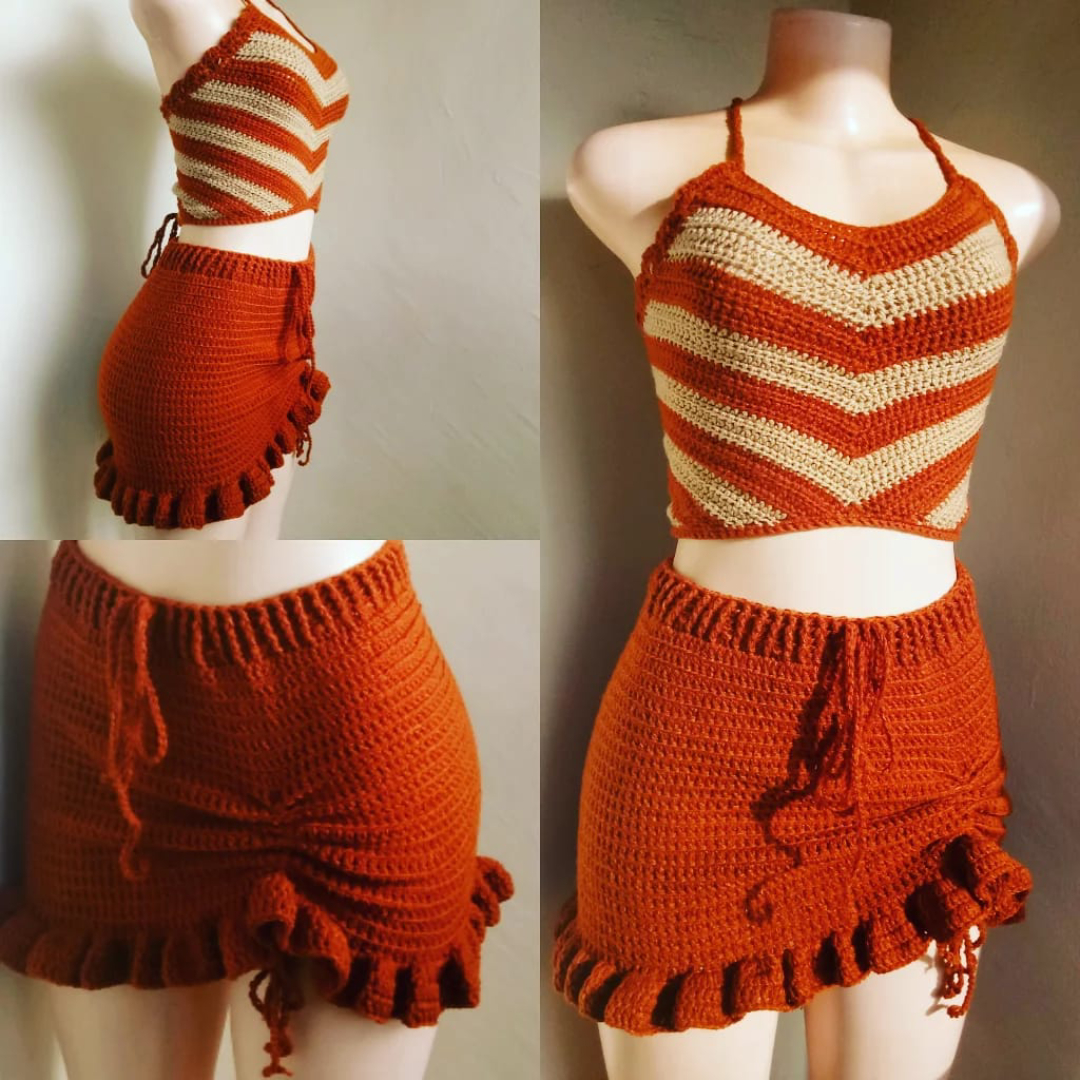 Burnt orange skirt set