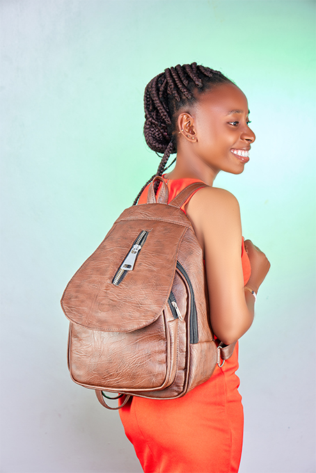 Brown leather back pack